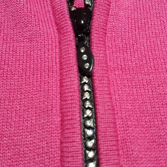 Berek By Takako Sakon Women's Sweater Pink Zebra Sequin Sleeves Size XL - Picture 7 of 8